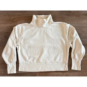 Abercrombie & Fitch Soft A&F Collection Cropped Turtleneck Sweatshirt Cream L